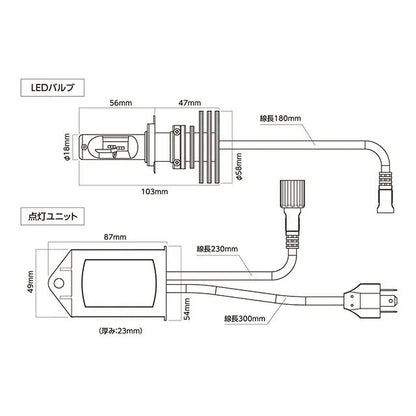 LED Bulb Headlight H4 12V/24V Compatible 21/21W 3200/2400lm 6300K White 2-Pack