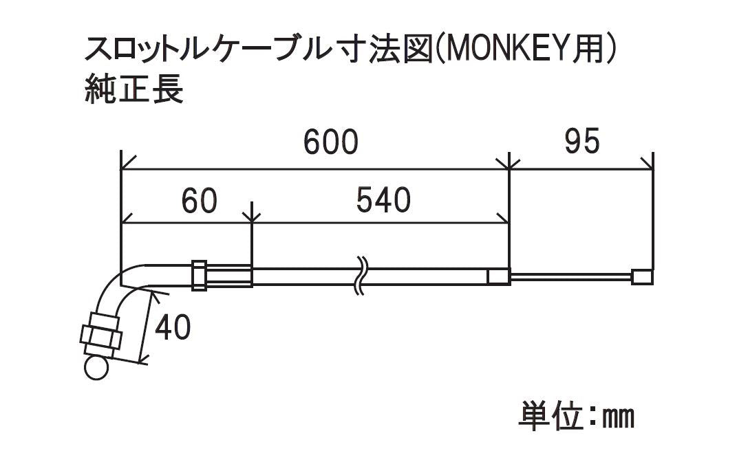 スロットルケーブル ブラック スタンダード モンキー