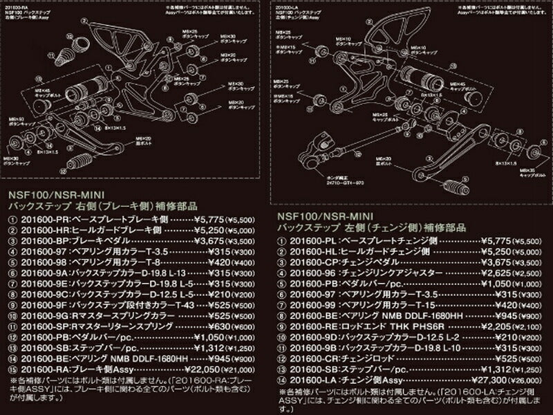 バックステップ補修部品 ベアリング用カラー T-8 NSF100/NSRミニ