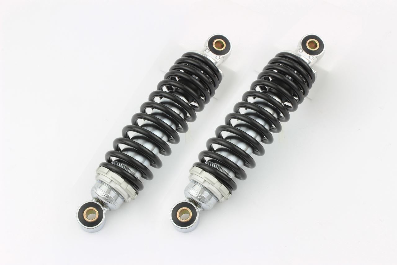 Lowered Rear Shocks Chrome Body/Black Springs 235mm, Set of 2