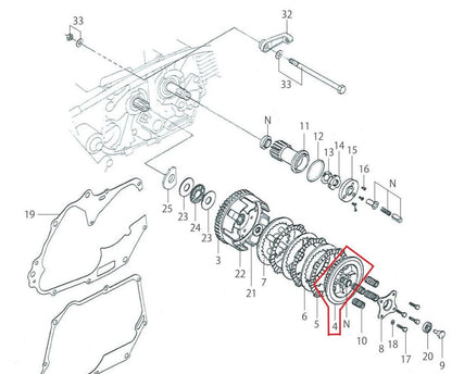 Clutch center for 3-plate clutch