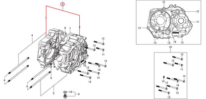 Crankcase Set (for R-Stage 106) FI R-Stage 106cc TCC Crankcase Set (for complete engines only)