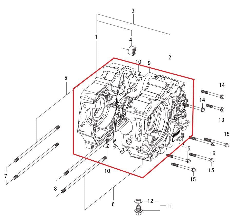 Crankcase Set R/L TCC-FI 124cc (2SF)