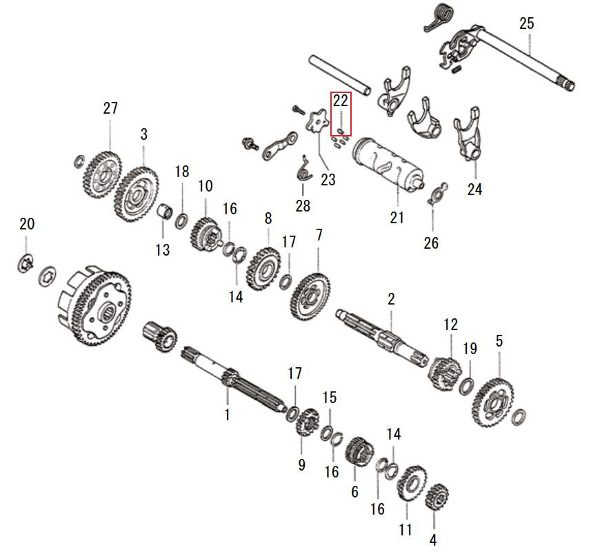 Pin, Gear Shift Drum, APE/DREAM50/CRF50F