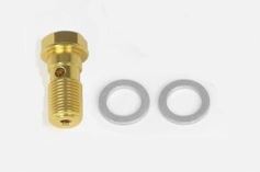 バンジョーボルト 10×1.0 420mm ブレンボキャリパー用 シーリングワッシャ付き ゴールドアルマイト 補修部品