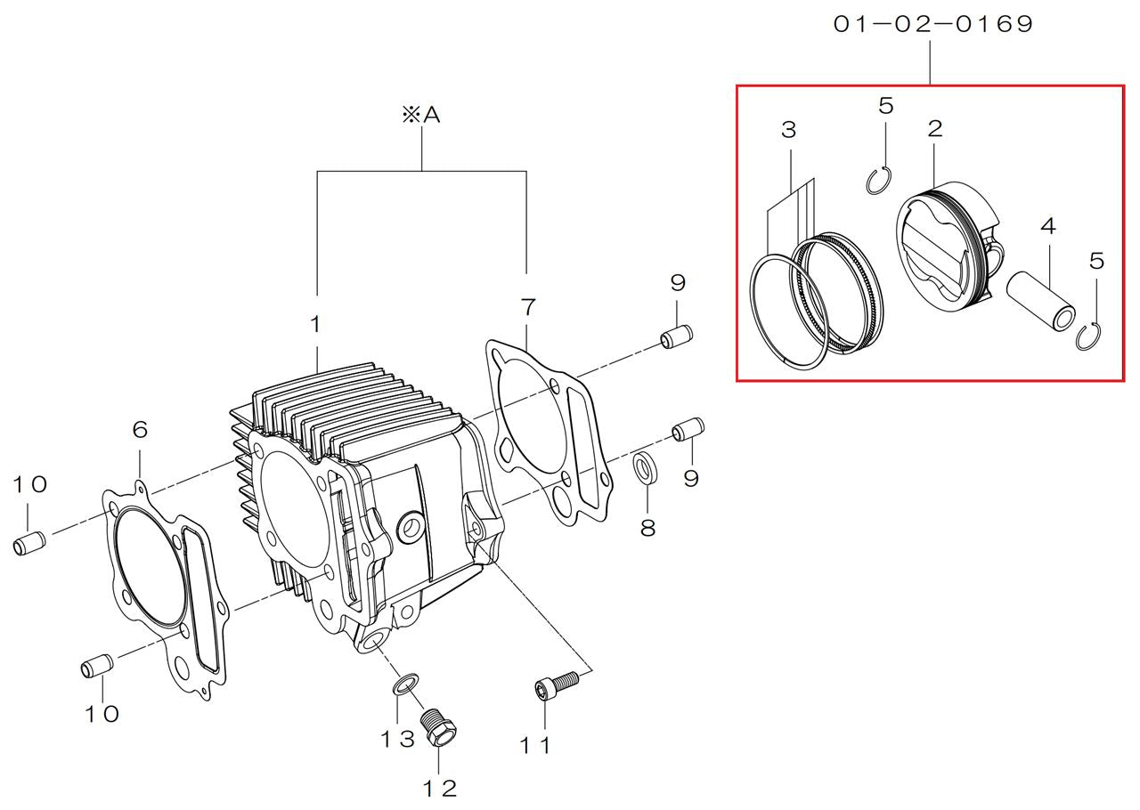 Piston Kit (DESMO/SCUT138cc/Φ57) Monkey