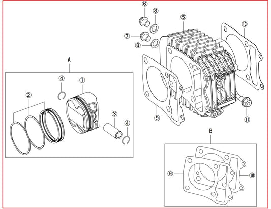 Cylinder Kit (181) GROM / MSX125 (for Super Head 4V+R)