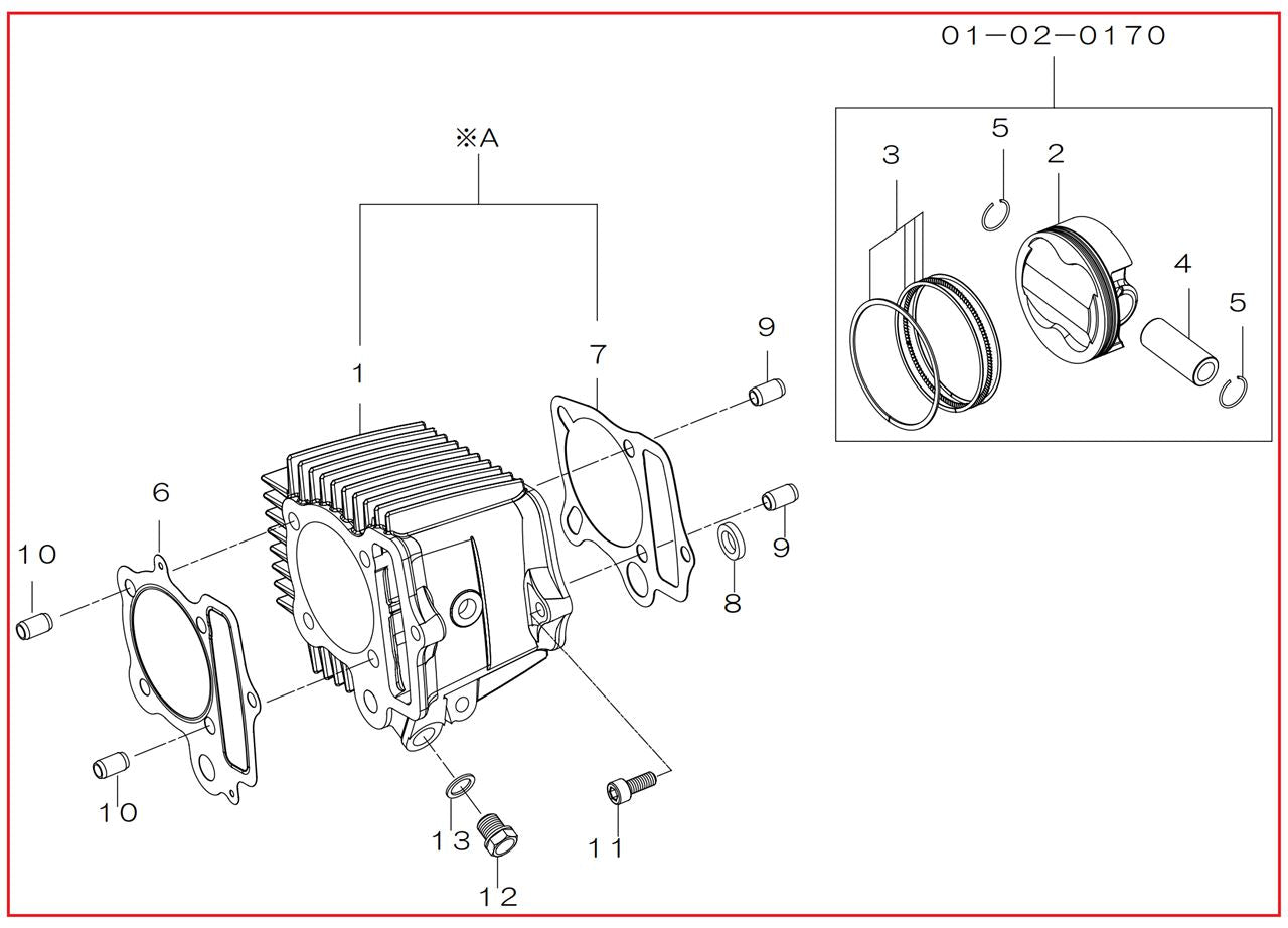 Cylinder Kit (DOHC/SCUT/138cc) Monkey Gorilla