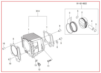 Cylinder Kit (SCUT/138cc) 12V-Monkey (Superhead 4-Valve Head only)