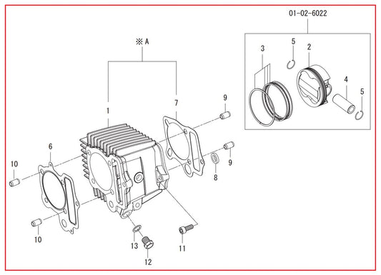 Cylinder Kit (SCUT/138cc) 12V-Monkey (Superhead 4-Valve Head only)