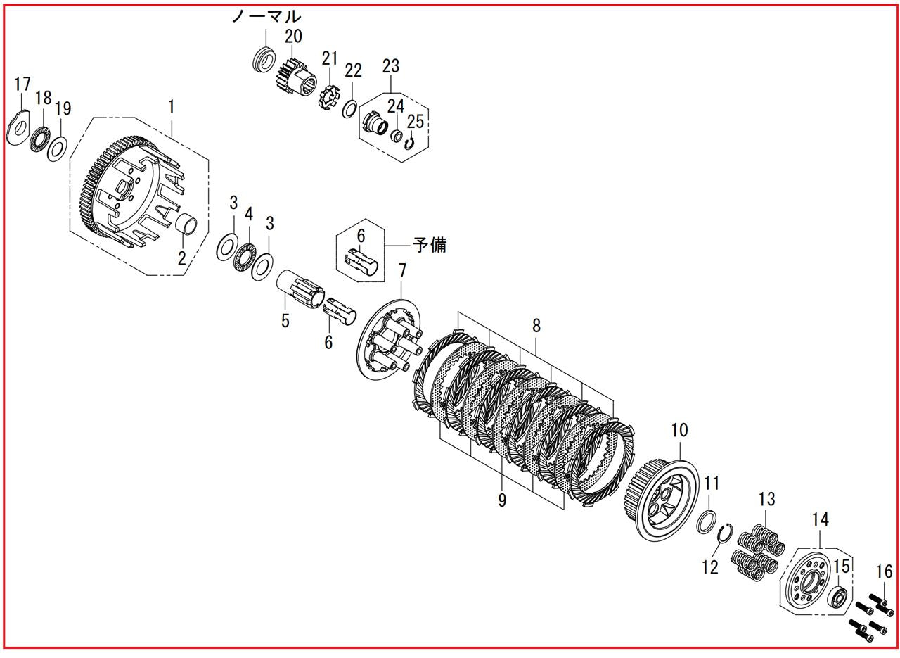 Special Clutch Inner Kit Type-R for Monkey/Monkey (FI)/Gorilla (for Normal Mainshaft)