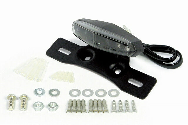 LED mini tail light, black, with tail/license plate bracket, 12V, universal
