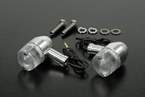 アルミ削り出しウインカーセット(クリア/M10メネジ) 汎用(ショートステー/Bタイプ)
