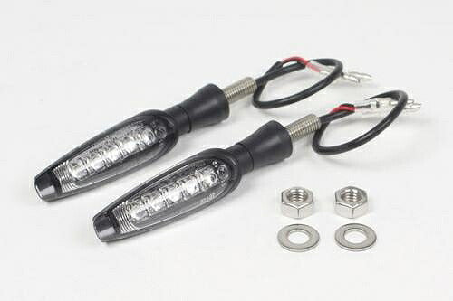 ストリームラインLEDウインカーキット (2個1セット) 汎用 M8 ･ マットブラックボディ クリアレンズ