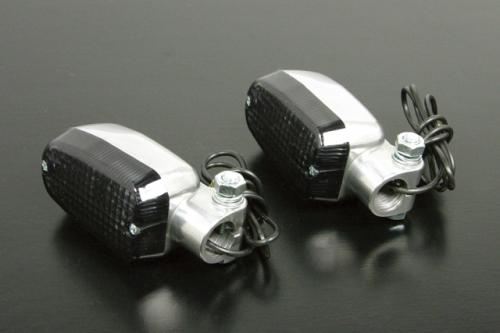 Square-shaped S aluminum blinker kit, smoke, 2-piece set, universal