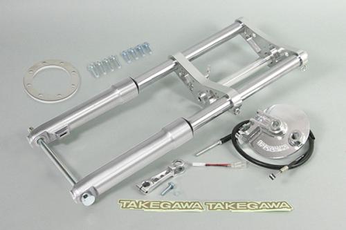 φ27 Front Fork Kit Type 2 for Stock Folding Handlebars, Drum Brake, for Stock/Takegawa 8-inch Wheels, No Fender, 40mm, Silver, Monkey/Monkey FI