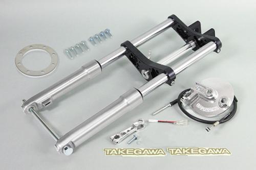 φ27フロントフォークキット タイプ2 バーハンドル用 ドラムブレーキ ノーマル/武川製8インチ用ホイール フェンダー無し 40mm ブラック モンキー/モンキーＦＩ
