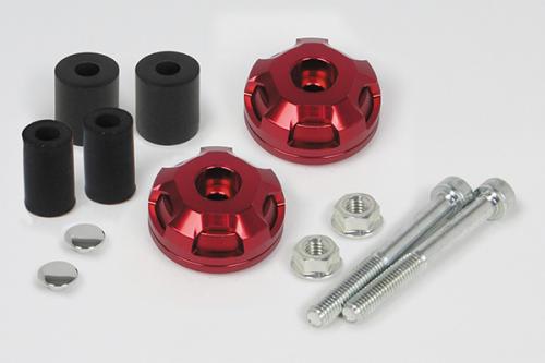 2-Piece Handlebar End Red/Red, For Approx. φ18/φ13 Inner Diameter, Universal