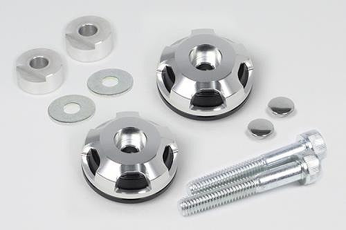 2-Piece Bar Ends (Black/Silver) for Super Cub 50/110 (AA04/09, JA07/10/44)