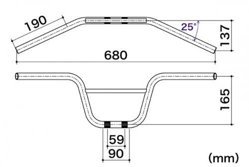 Semi-racing up-type (plated) steering handle pipe