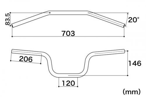 Aluminum Steering Handlebar Pipe Middle Up/Type 3 Matte Black Universal (φ22.2)