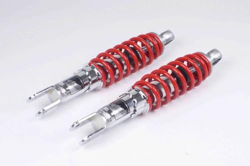 Lowdown Reinforced Rear Shock Absorbers, Chrome Plated/Red, 265mm, Set of 2 for PCX/PCX150