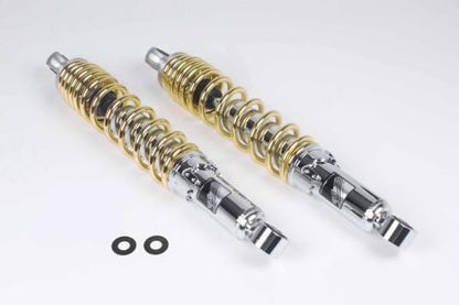 Lowered Rear Shock Absorbers, 10mm Drop, Chrome/Gold, 330mm, Set of 2, DAX125
