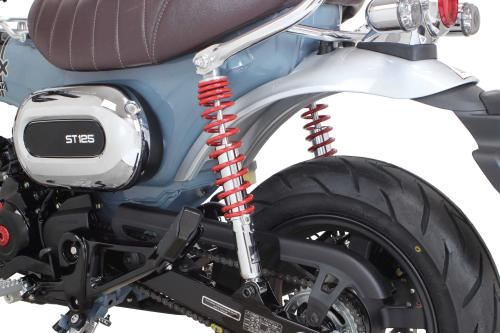 ローダウンリアショックアブソーバー 10mmダウン クロムメッキ/レッド 330mm 2本セット ダックス125