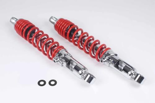 ローダウンリアショックアブソーバー 10mmダウン クロムメッキ/レッド 330mm 2本セット ダックス125