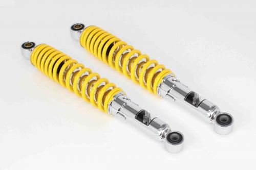 ローダウンリアショックアブソーバー 25mmダウン クロムメッキ/イエロー 345mm クロスカブ50/110 CT125