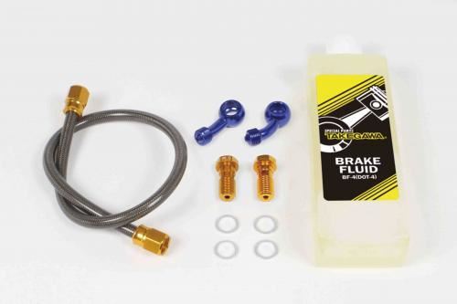 Rear brake hose kit (for Brembo opposed 2-piston caliper), hose length 420mm