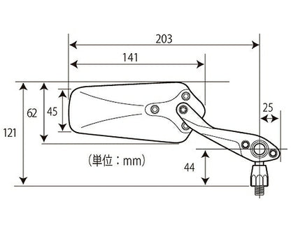 左右セット ガセットミラー 10mm 正ネジ メッキ/メッキ 左右 セット