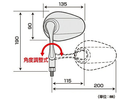 左右セット リュートミラー メッキ M10 10mm 正ネジ 左右セット