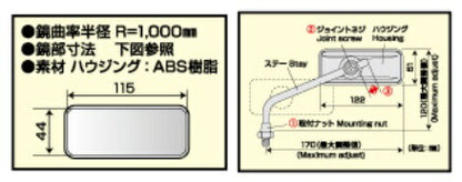 タナックス リトラミラー 左右共通 ブラック 10mm/正ネジ 1本 汎用