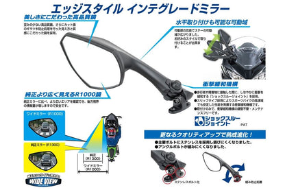 カウリングミラーリブラ3L(左側) ブラック