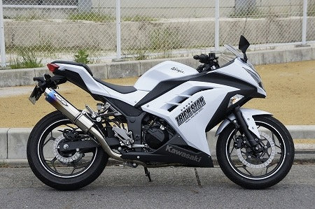 フルエキゾーストマフラー スポーツキャタライザーシステム 焼チタンφ100×370mm スラッシュエンド Ninja250 ニンジャ250 JMCA認定