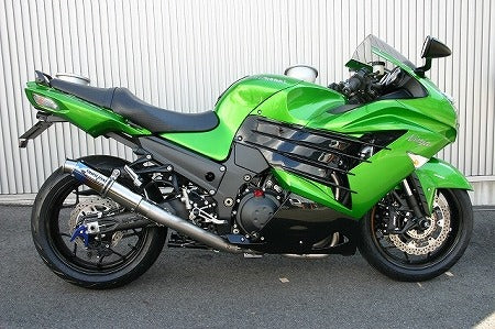 Racing Full Exhaust System Shotgun Silencer Burnt Titanium Slash End ZX-14R '12-'15