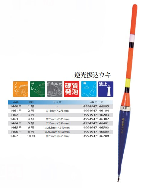 逆光振込ウキ 4号 φ20×335mm