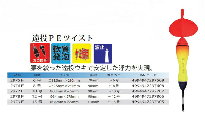 遠投PEツイスト 6号 φ31.5×230mm