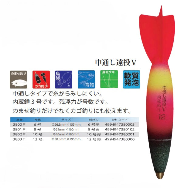 中通し遠投V 6号 φ26.5×155mm