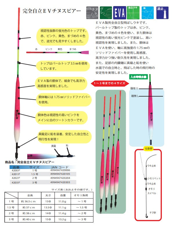 完全自立EVチヌスピアー 1号 36.5cm 11.0g