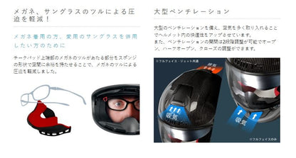 A-FORCE RS JET Helmet Type C Carbon (Red Interior)