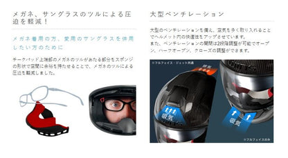 A-FORCE RS JET FLASH Jet Helmet Type C Carbon x Iron Red