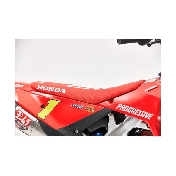 Throttle Jockey リブ付きシートカバー レッド（ホワイトリブ）CRF250R '22-26/450R '21-26