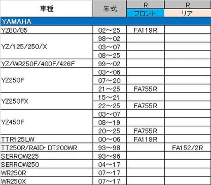 シンタードメタルパッド Rシリーズ フロント YZ250F YZ250FX YZ450F