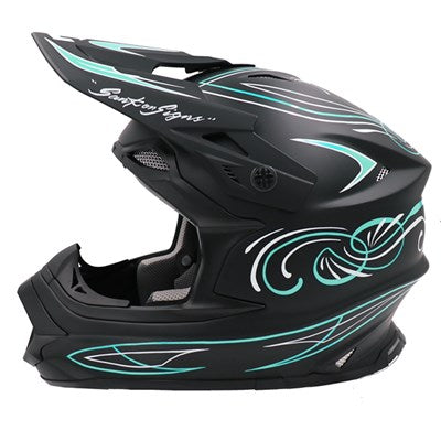 Mad Jumper 2 Solid Matte Black Pinstripe Straight Curly Mint Blue/White