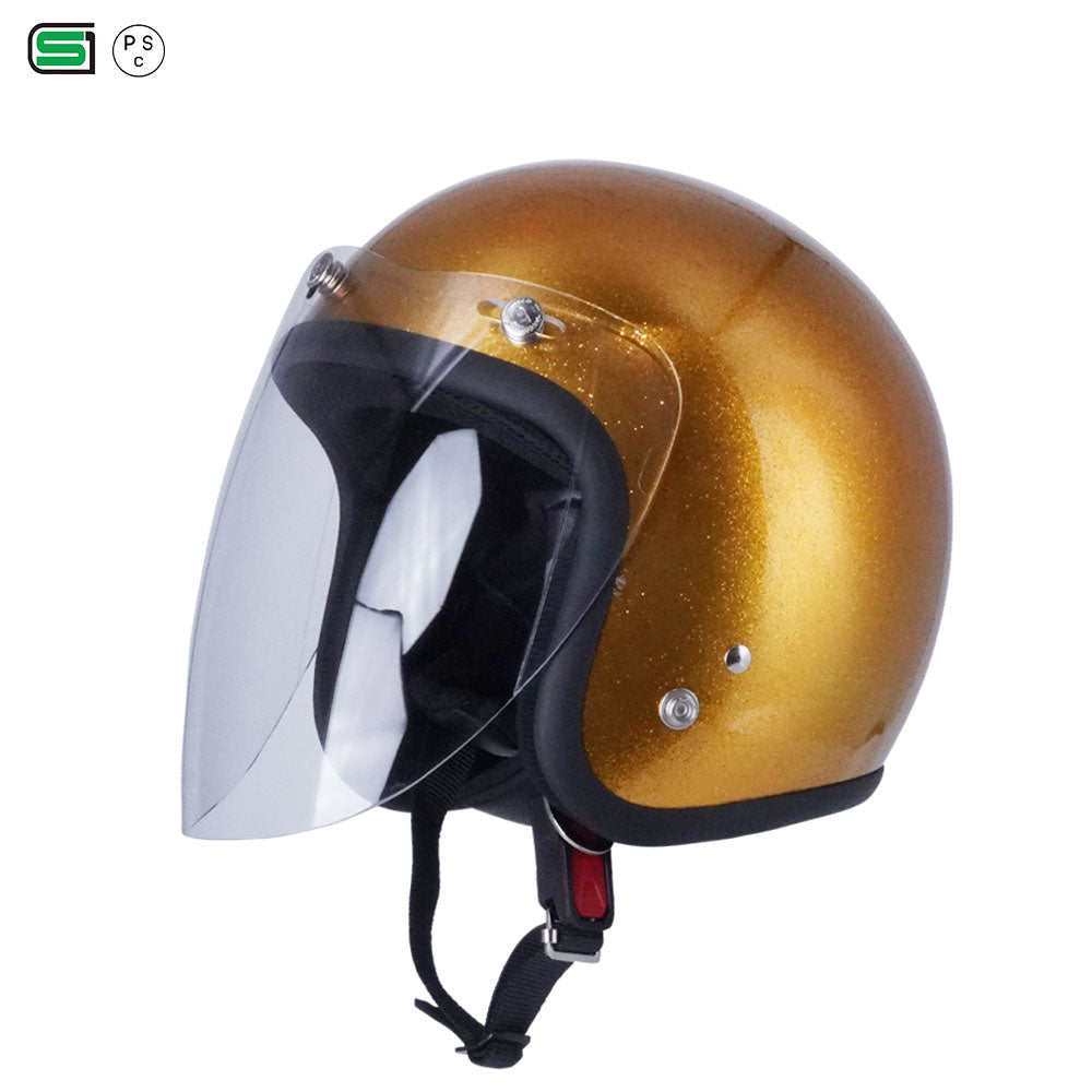 ジェットヘルメット ジェットヘル ロングシールド セット 送料無料 ヘルメット ラメ入り スモール ノスタルジック GT301 GT-301 レトロ