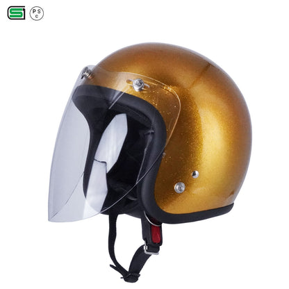 ジェットヘルメット ジェットヘル ロングシールド セット 送料無料 ヘルメット ラメ入り スモール ノスタルジック GT301 GT-301 レトロ